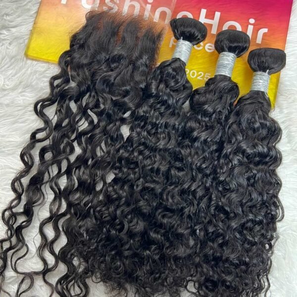3 Waterwave Bundles With 5*5 HD Lace Closure