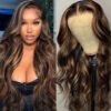 #4-27 Highlight HD Lace Full Frontal Body Wave Wig