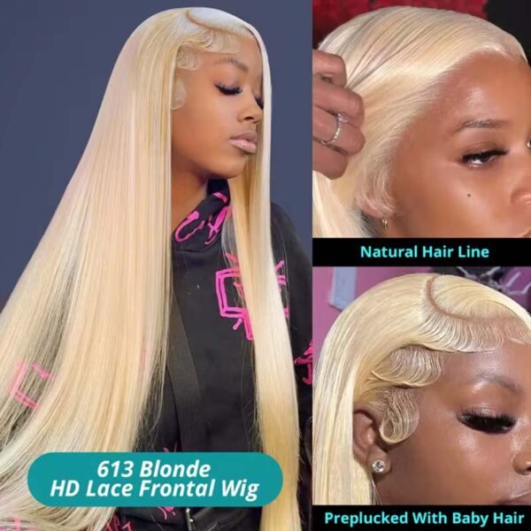 #613 Blonde 13×6 HD Lace Silky Straight 40 inch Full Frontal Wig
