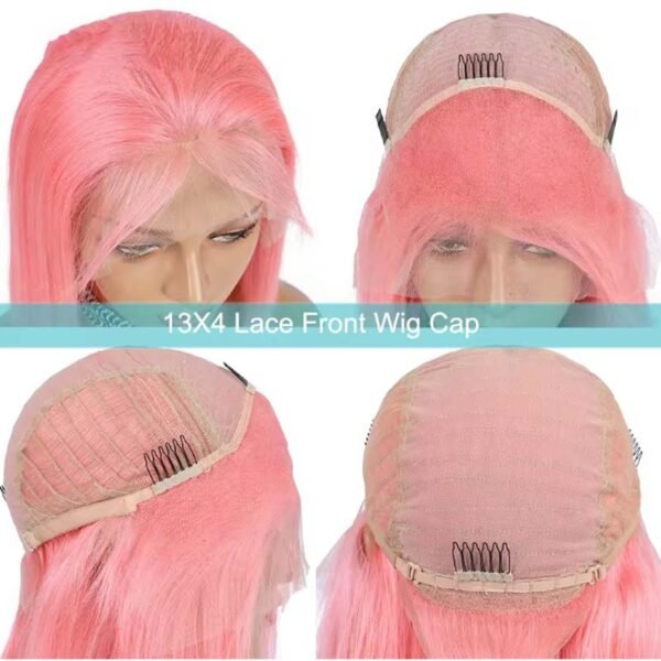 Transparent Lace Straight Pink Color Wig